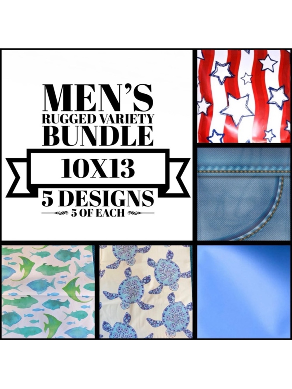 25 10x13 Mens Rugged Poly Mailers Variety Bundle